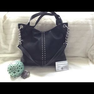 Black Leather Michael Khors Shoulder Bag w/S Studs
